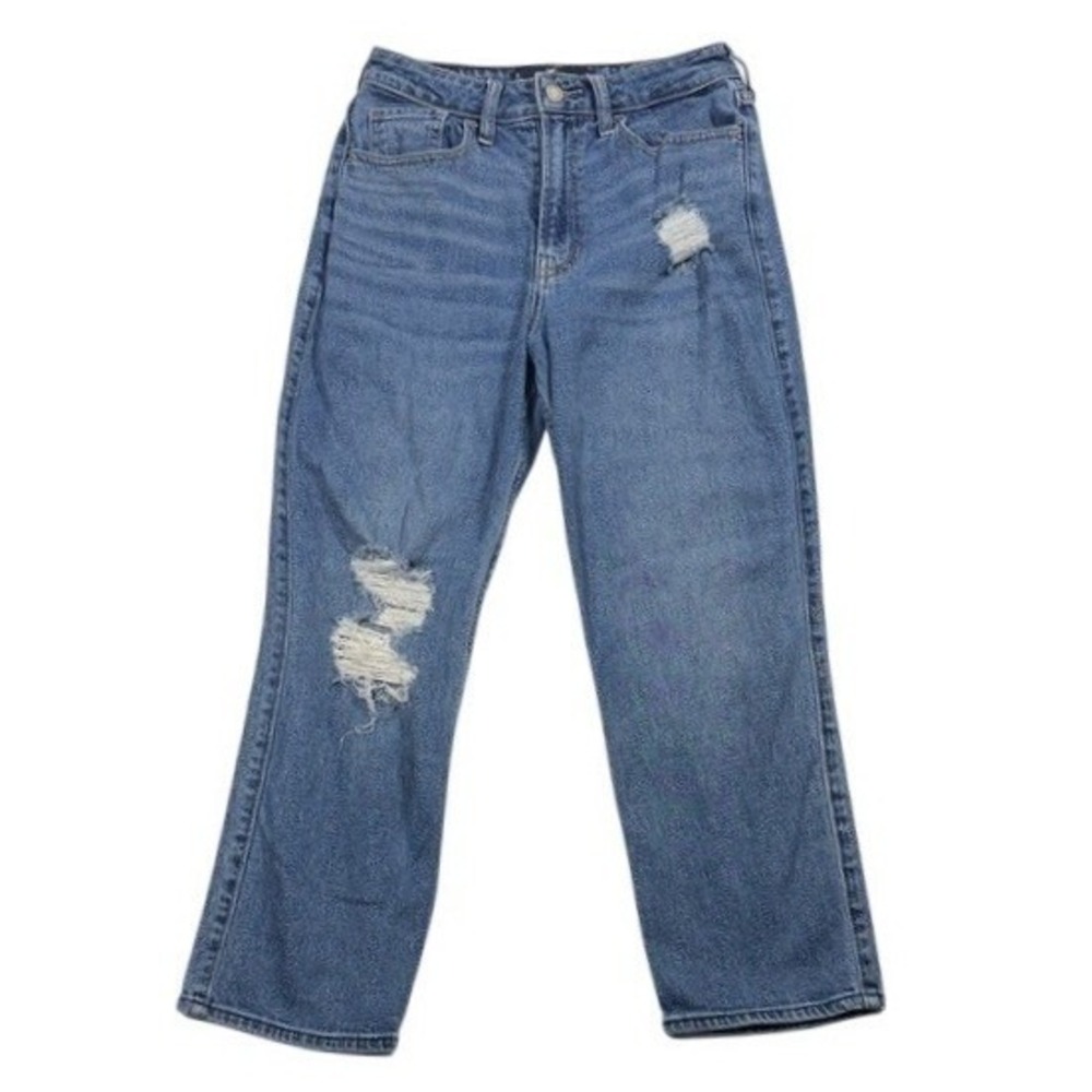 Hollister Ultra High-Rise Vintage Straight Distressed Jeans Blue 3S W26 L25